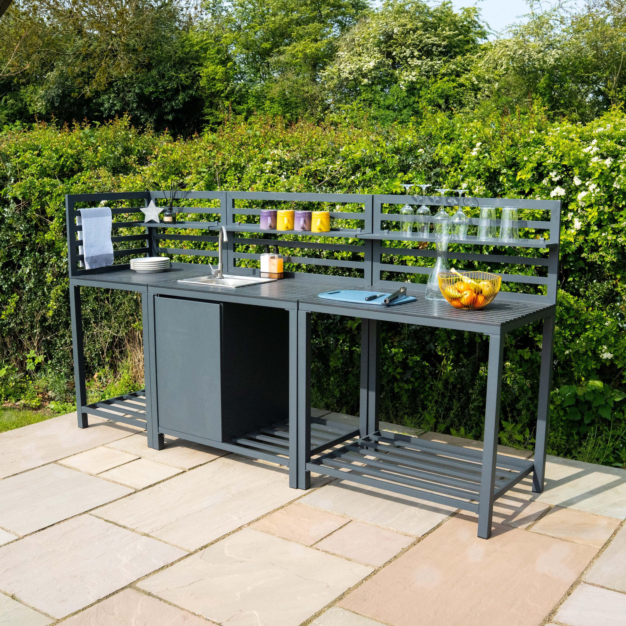 Voir la diapositive 5 : KUKOO Ensemble de cuisine extérieure 3 pièces en aluminium