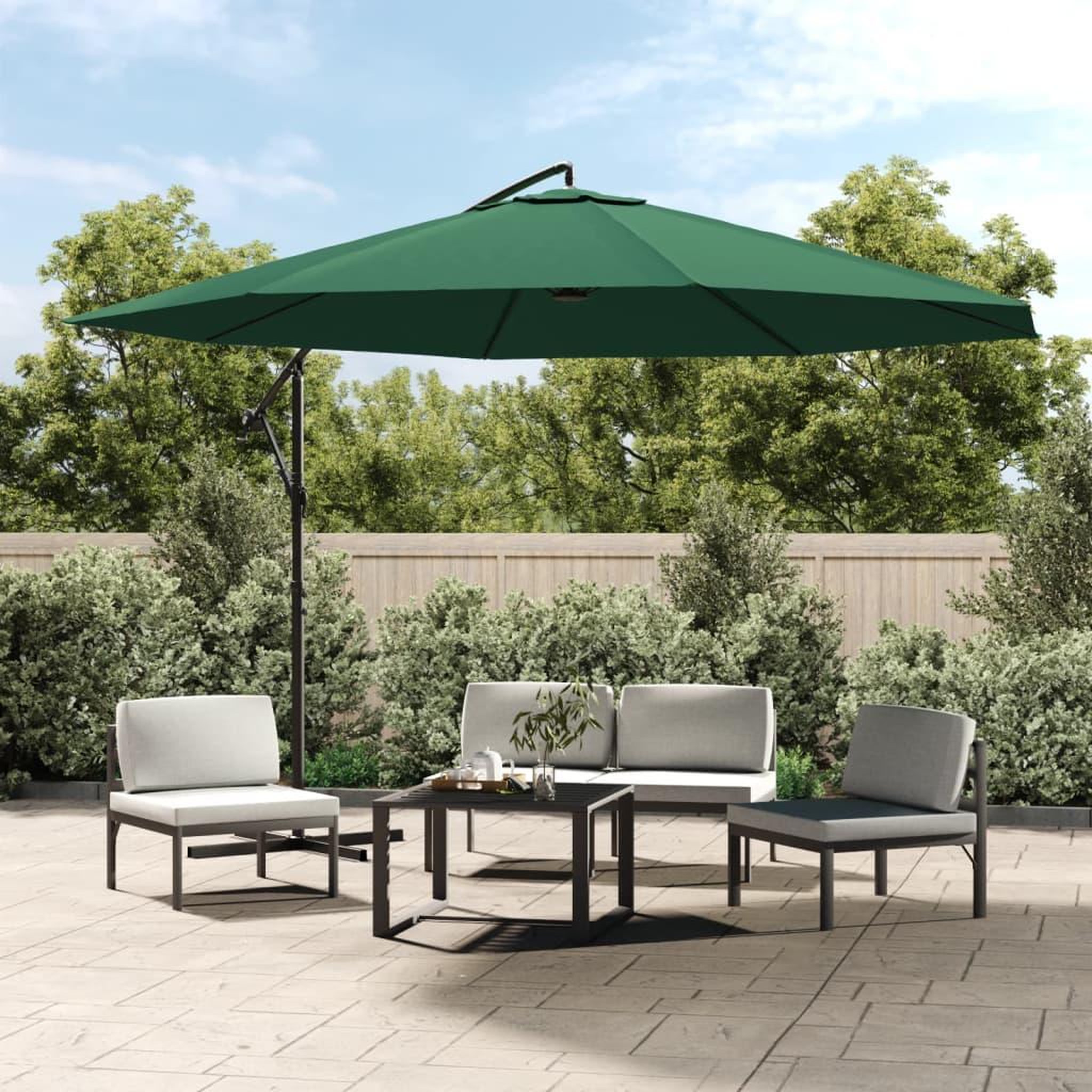 Voir la diapositive 1 : VIDAXL Parasol de jardin en porte-a-faux 3,5 m vert