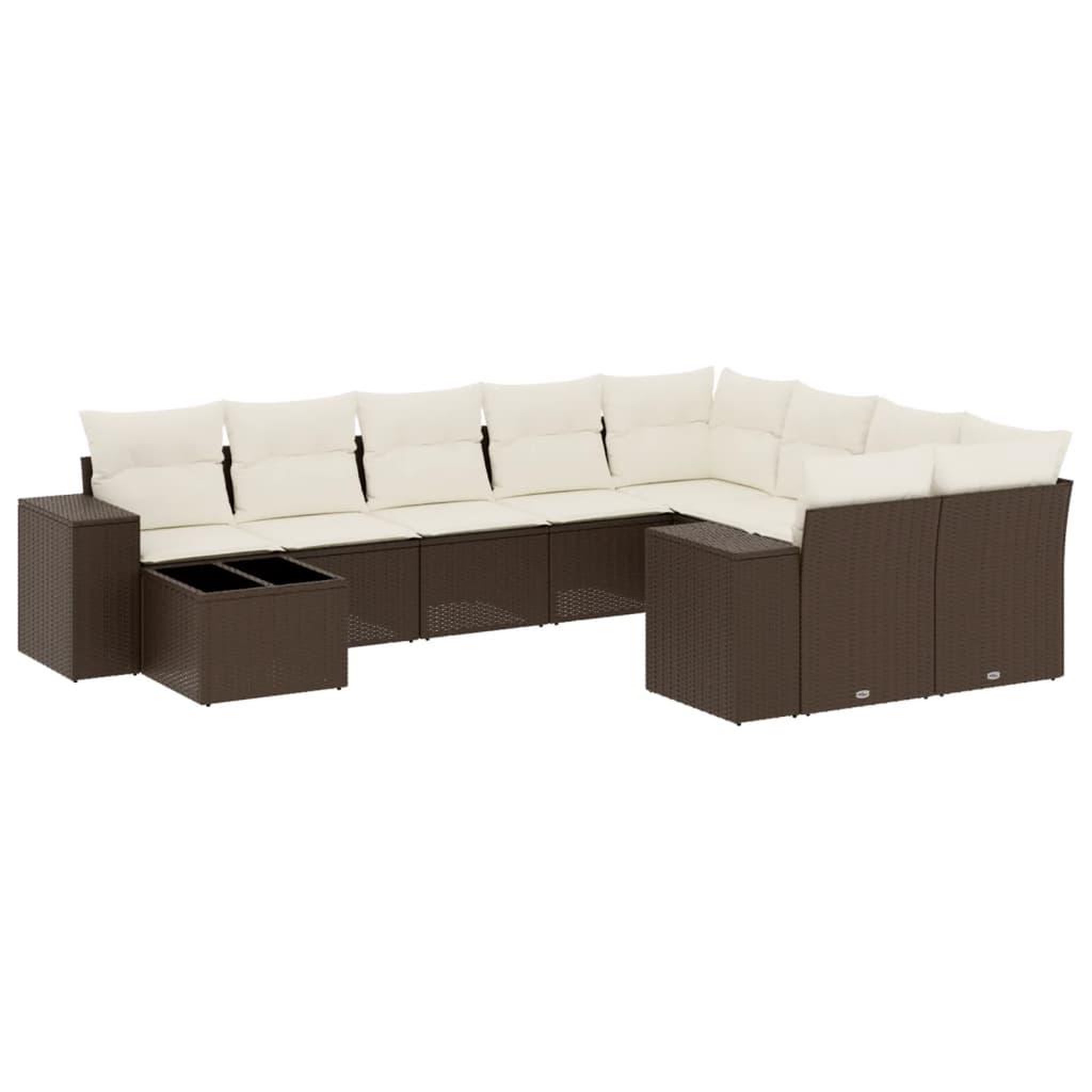 Voir la diapositive 2 : VIDAXL Salon de jardin 10 pcs avec coussins marron resine tressee