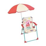 Fun House FUN HOUSE Peppa Pig Chaise pliante camping avec parasol - H.38.5 xl.38.5 x P.37.5 cm + parasol ø 65 cm - Pour enfant
