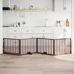 VIDAXL Barriere pour chiens avec porte 4 panneaux bois de peuplier