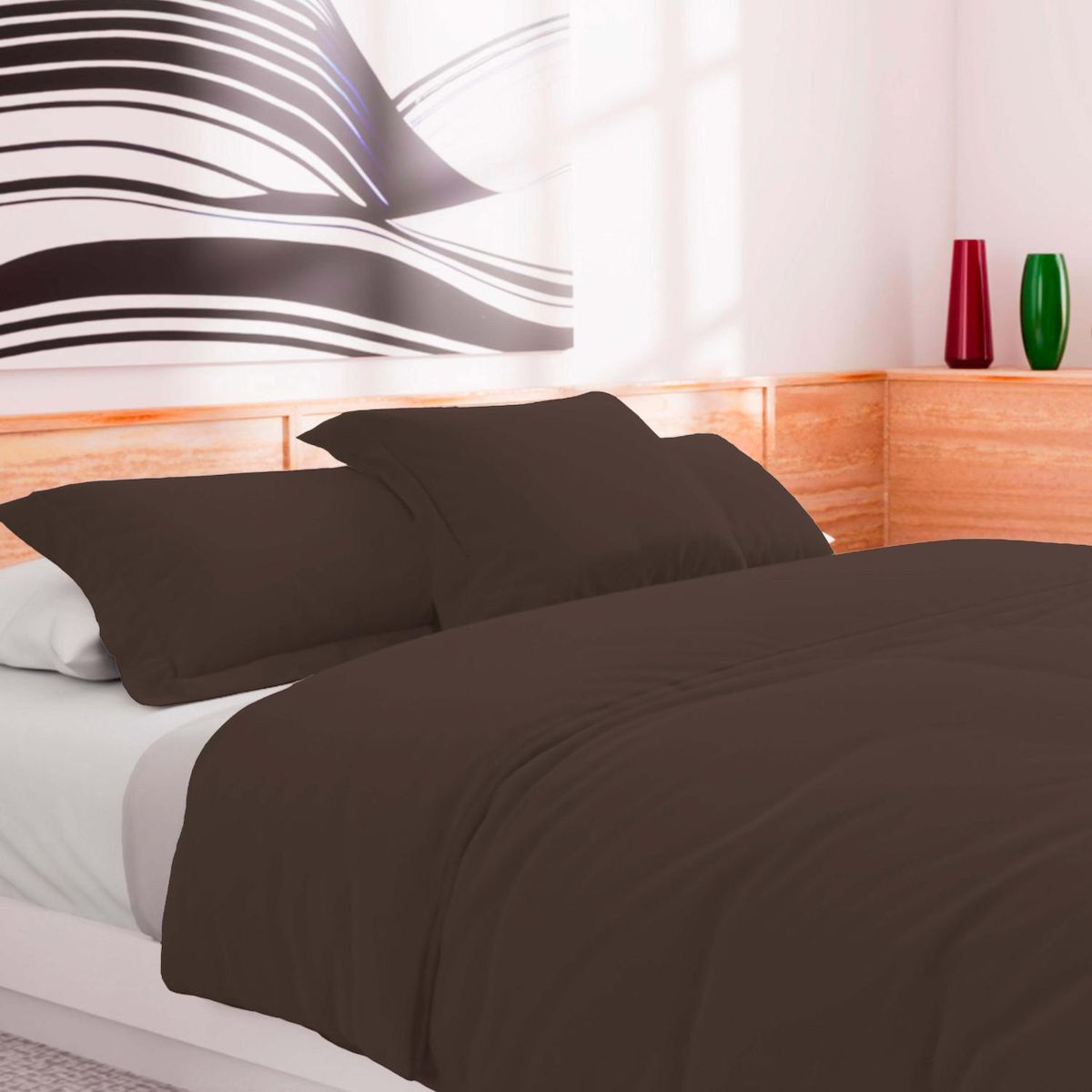 SOLEIL D'OCRE Housse de couette en coton 57 fils UNI, par Soleil d'Ocre