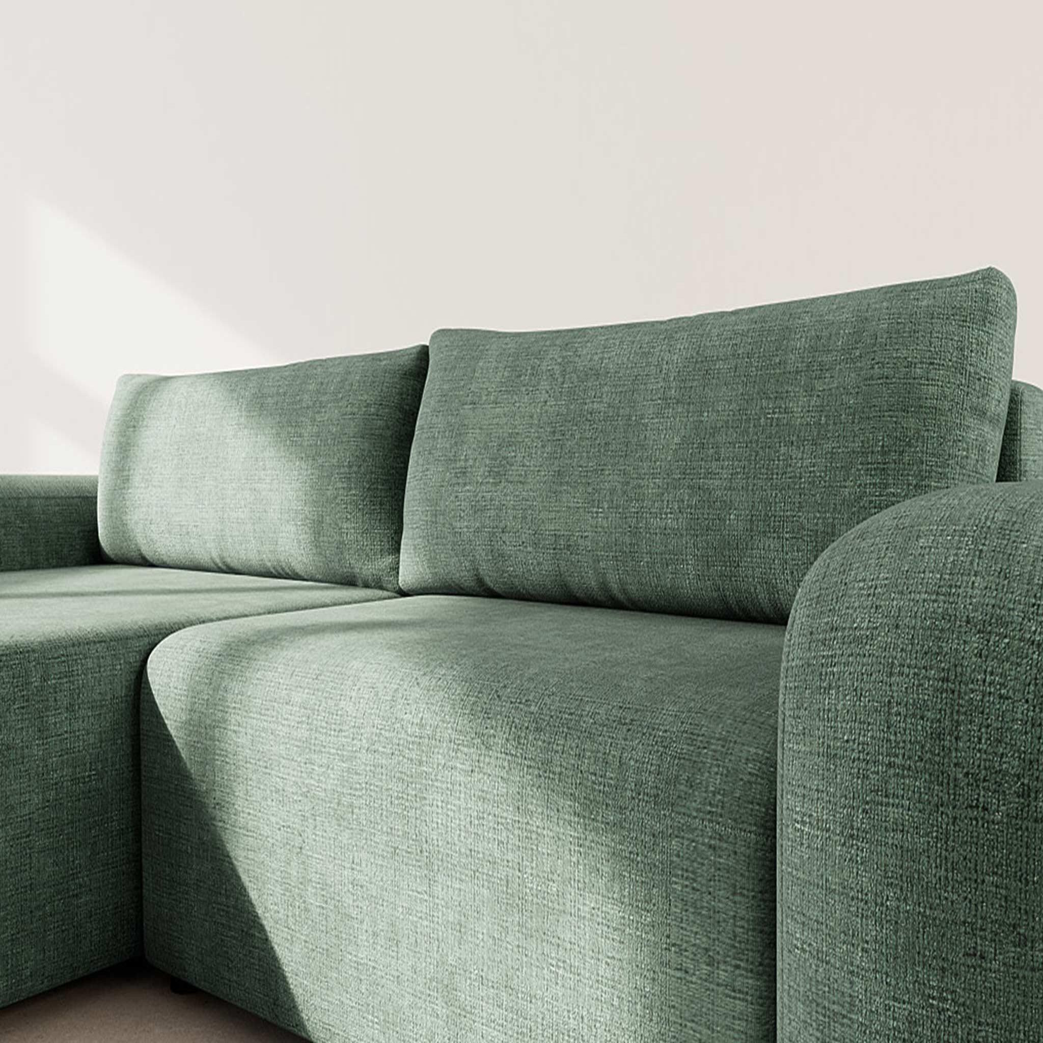 Voir la diapositive 4 : BEST MOBILIER Rebecca - canapé d'angle gauche 4 places convertible avec coffre en velours texturé