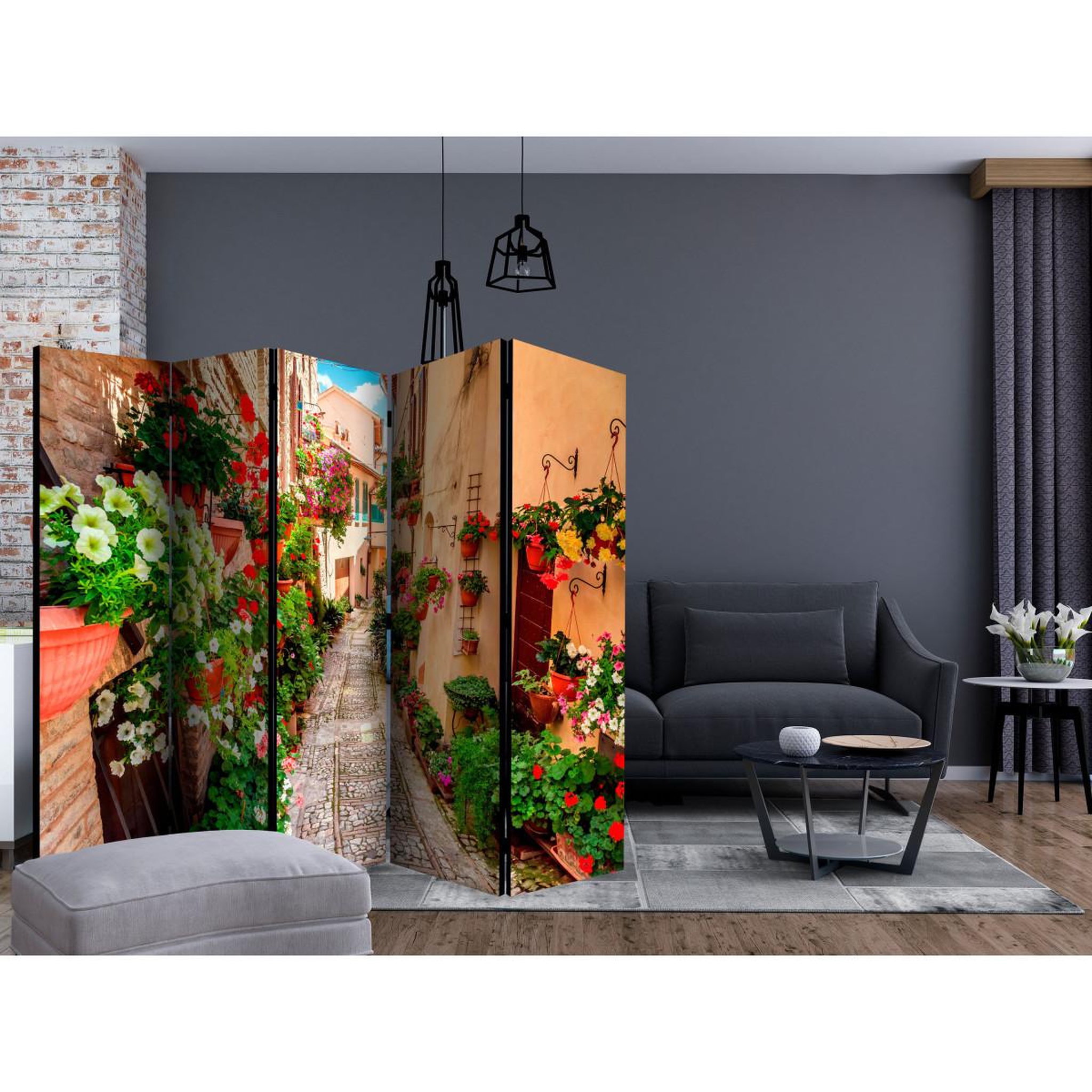 Voir la diapositive 2 : Paris Prix Paravent 5 volets  alley in umbria  172x225cm