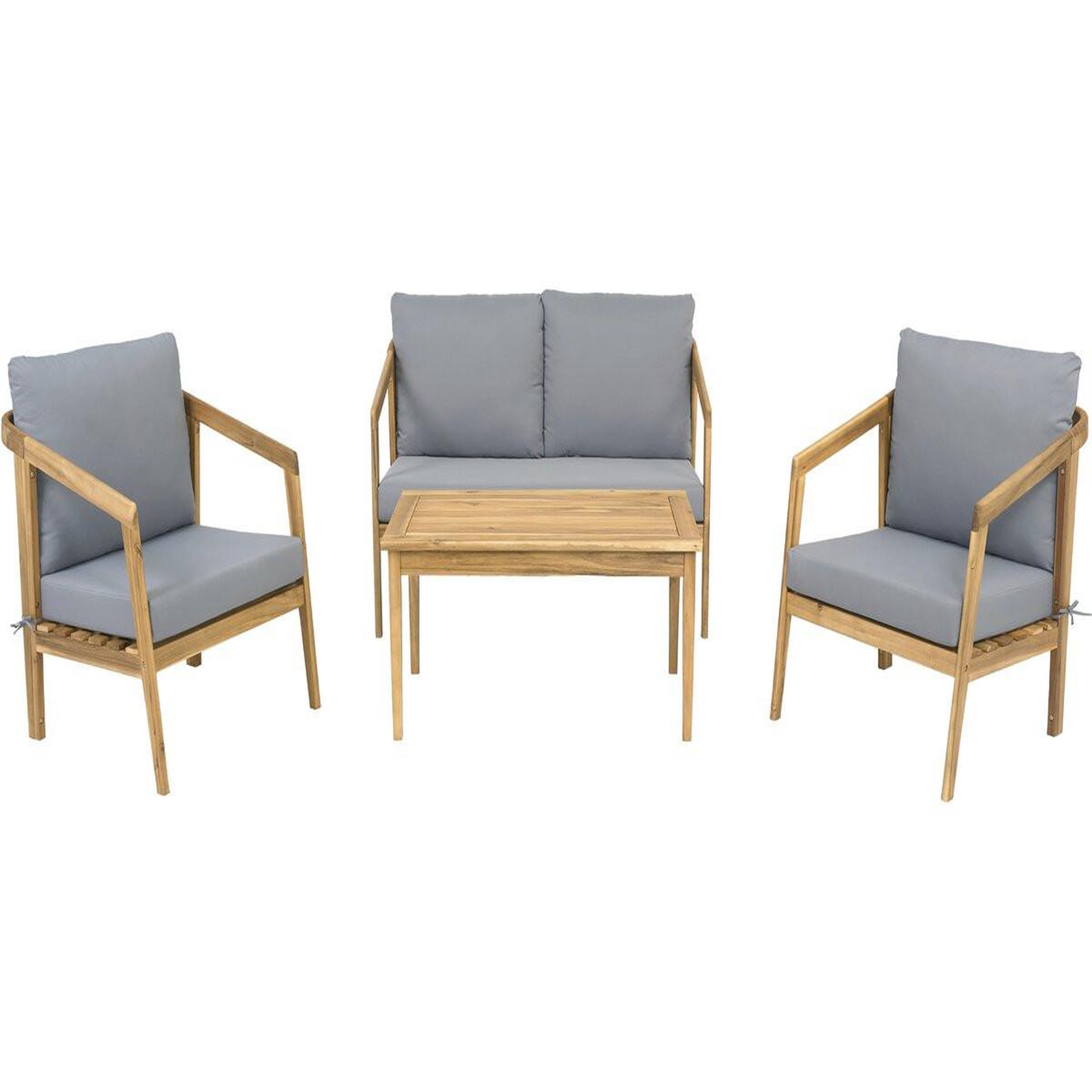 Habitat et Jardin Salon de jardin en bois avec coussins  presley  - 4 places - gris