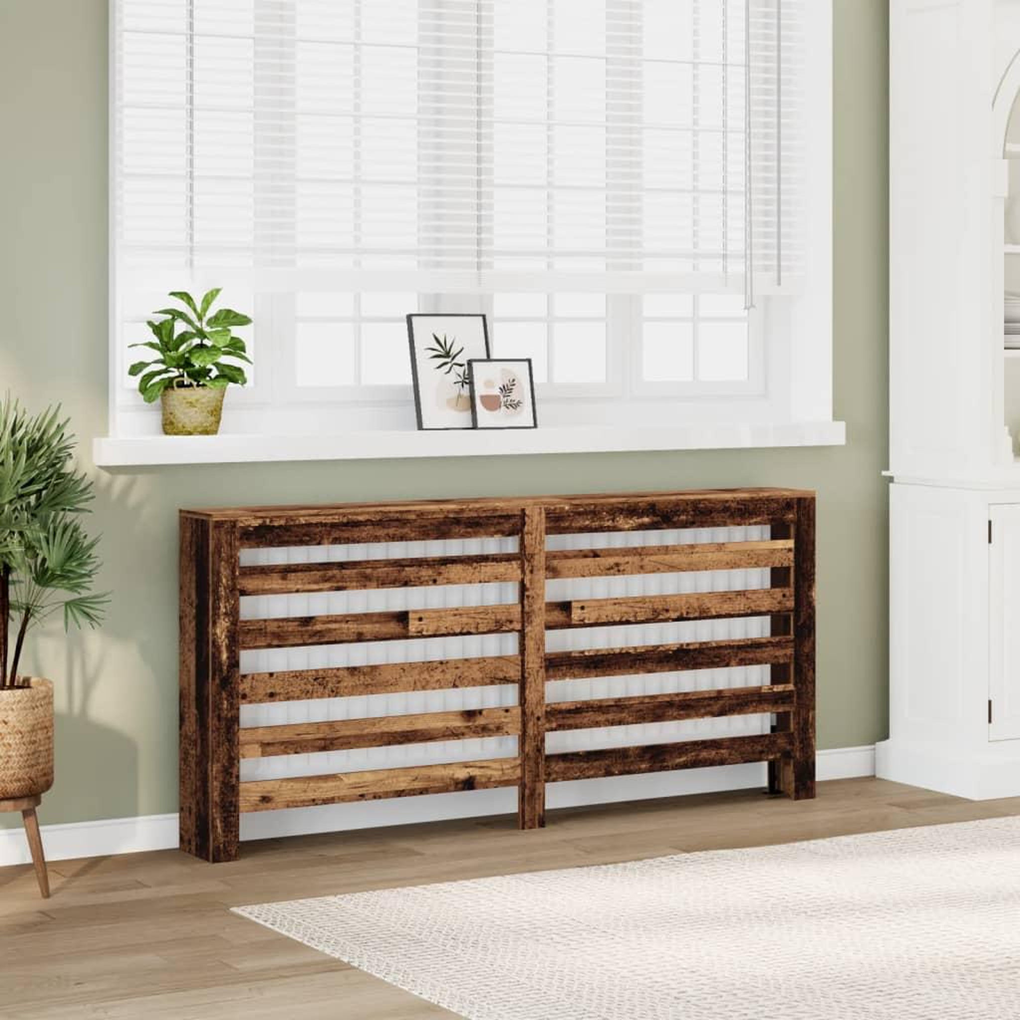 VIDAXL Cache-radiateur vieux bois 175x20x82 cm bois d'ingenierie