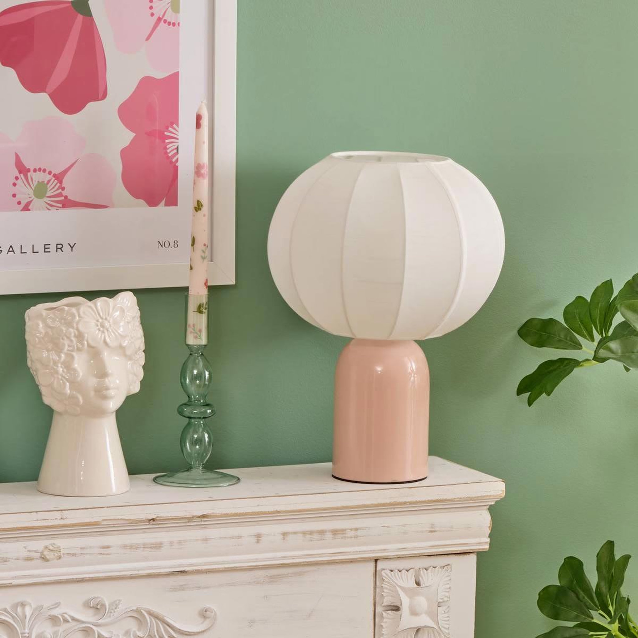 Voir la diapositive 3 : ATMOSPHERA Vase visage en dolomite  fleur de rose  21cm blanc