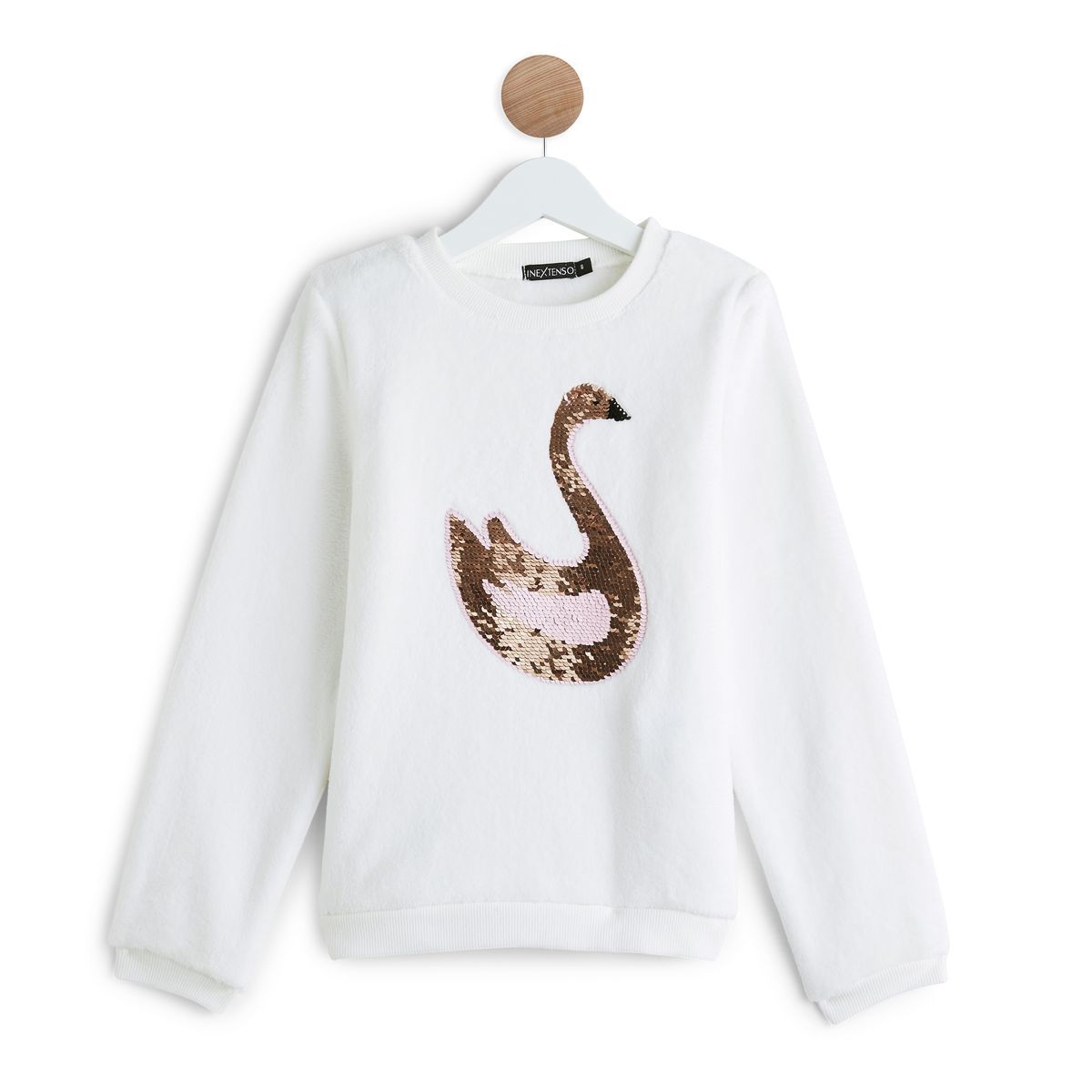 IN EXTENSO Sweat cygne à sequins reversibles fille