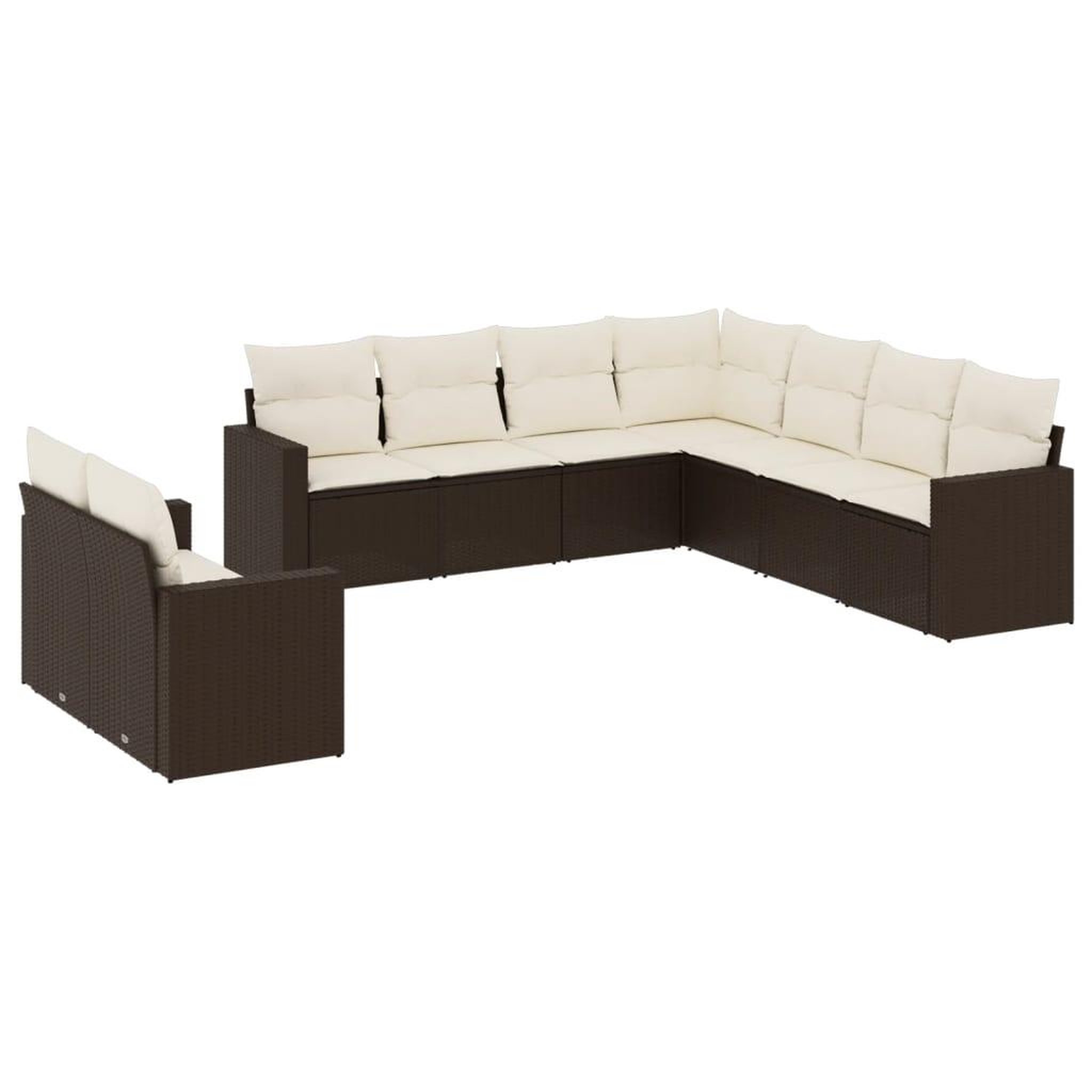 Voir la diapositive 2 : VIDAXL Salon de jardin avec coussins 9 pcs marron resine tressee