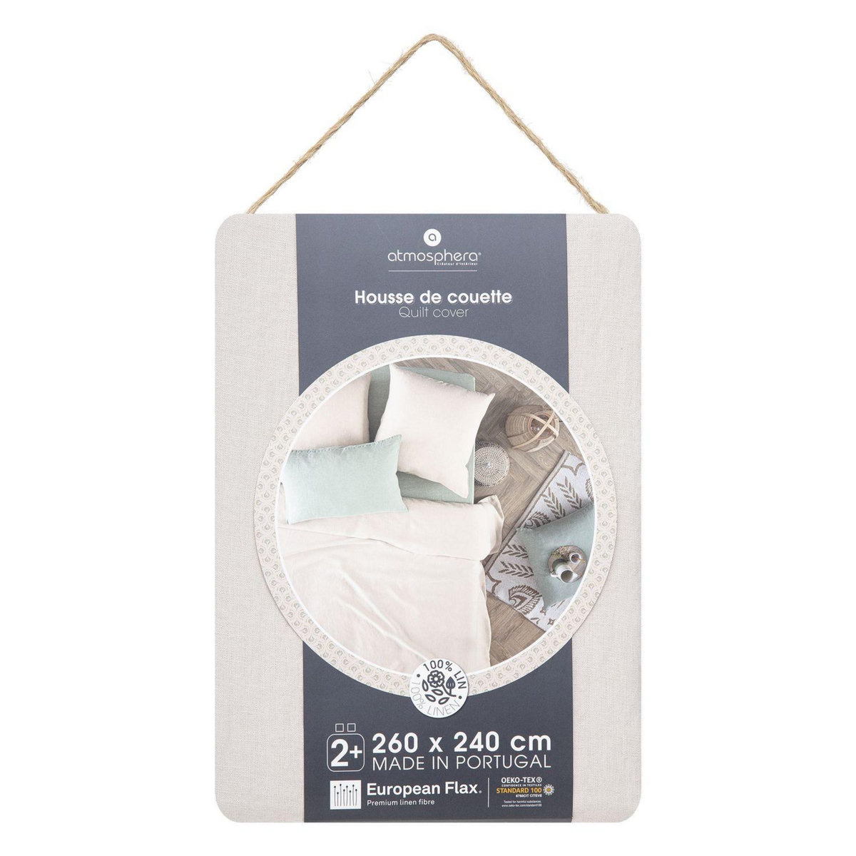 ATMOSPHERA Housse de couette 2 places 100% lin