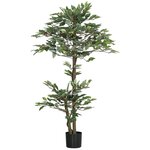 OUTSUNNY Plante artificielle ficus H.1,5 m troncs branches liane lichen feuilles grand réalisme pot inclus