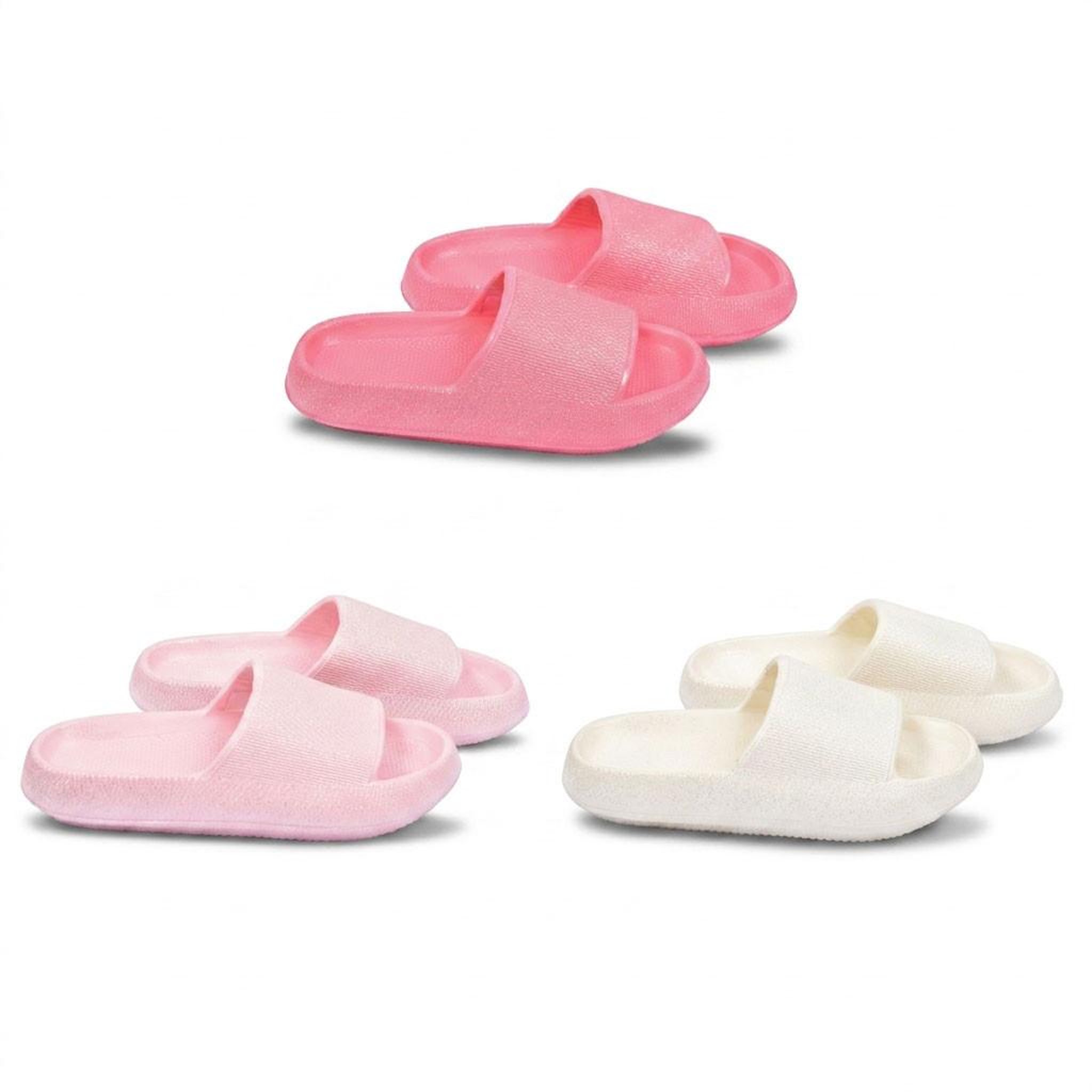 Voir la diapositive 1 : OZABI OZABI Pack 3 Claquettes Fille Glitter Paillettes - Beige Rose Fuchsia