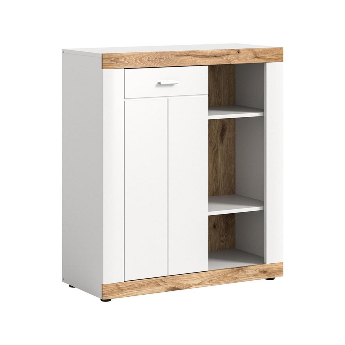 BEST MOBILIER Coventry - buffet haut - blanc et effet bois - 91x104 cm