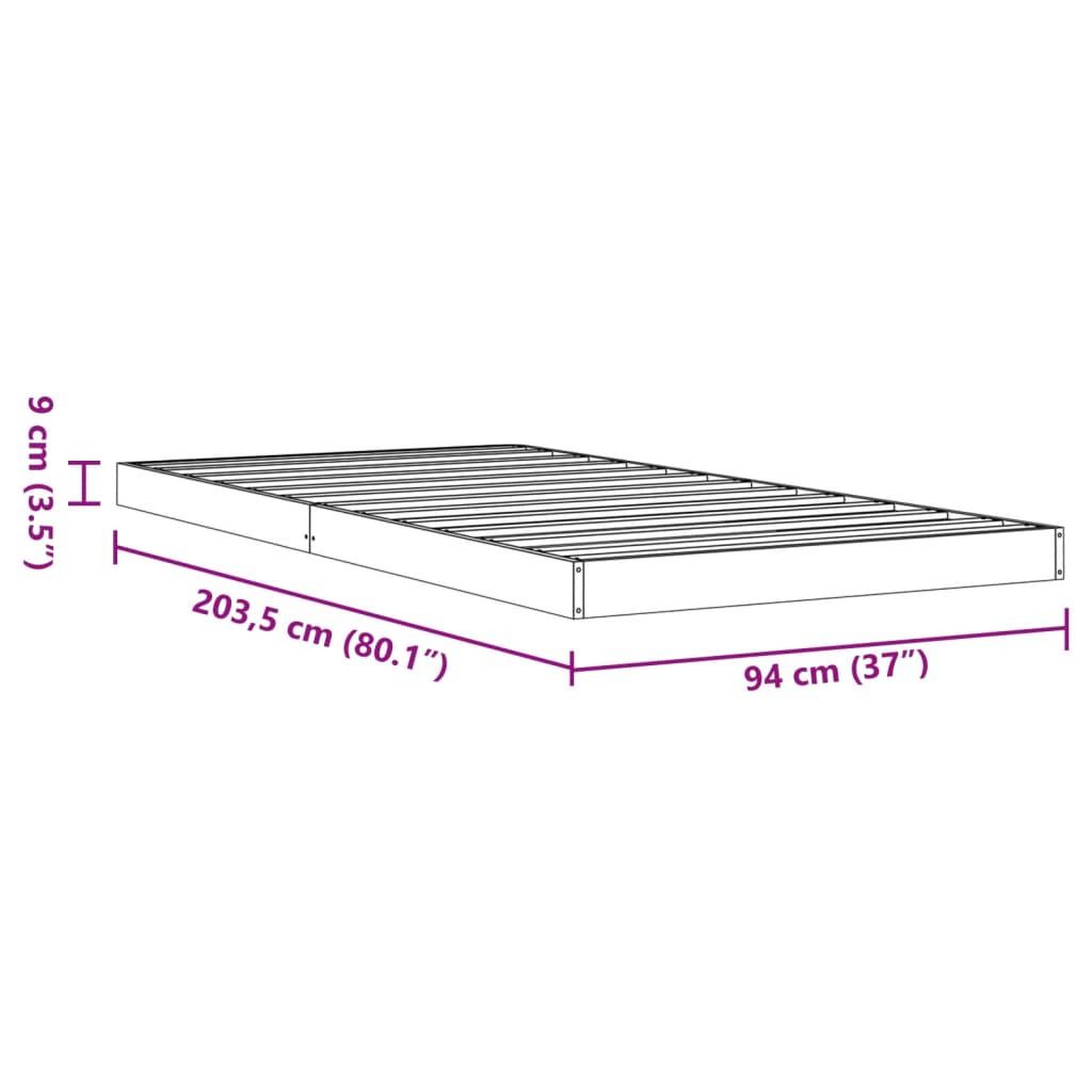 Voir la diapositive 6 : VIDAXL Cadre de lit sans matelas cire marron 90x200 cm bois pin massif
