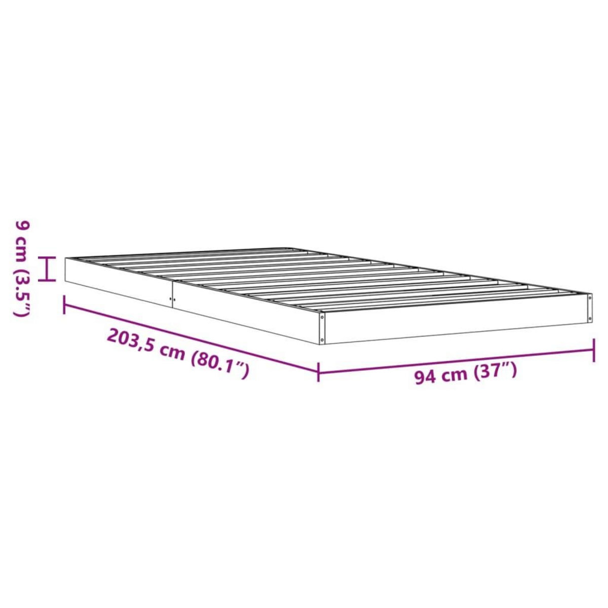 VIDAXL Cadre de lit sans matelas cire marron 90x200 cm bois pin massif