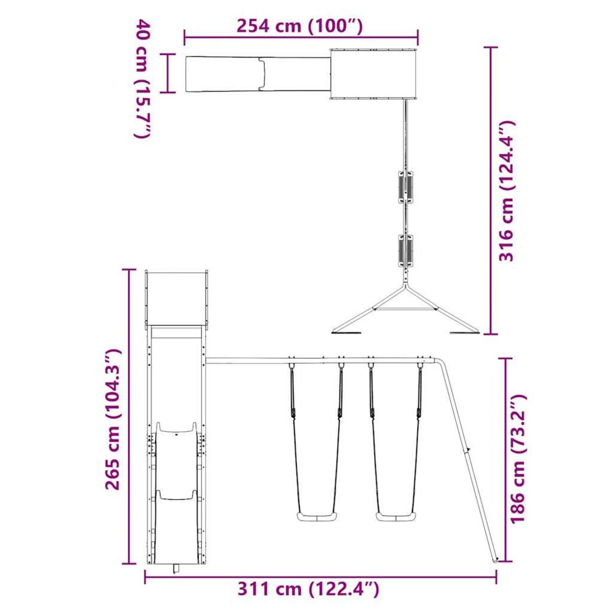 VIDAXL Aire de jeux d'exterieur bois de pin impregne