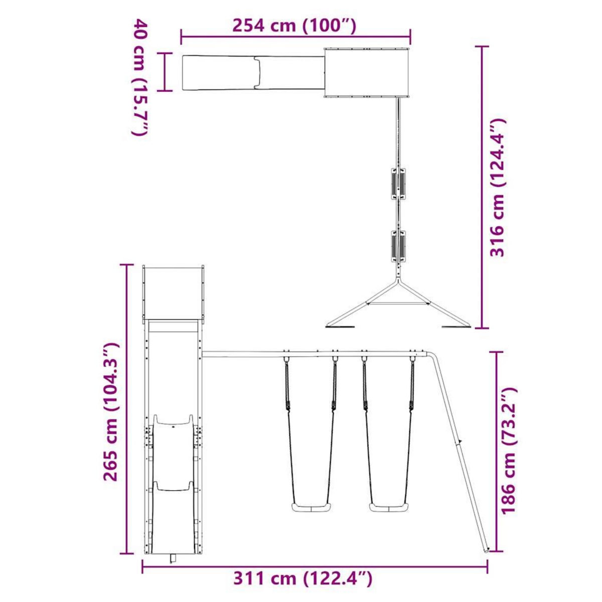 VIDAXL Aire de jeux d'exterieur bois de pin impregne