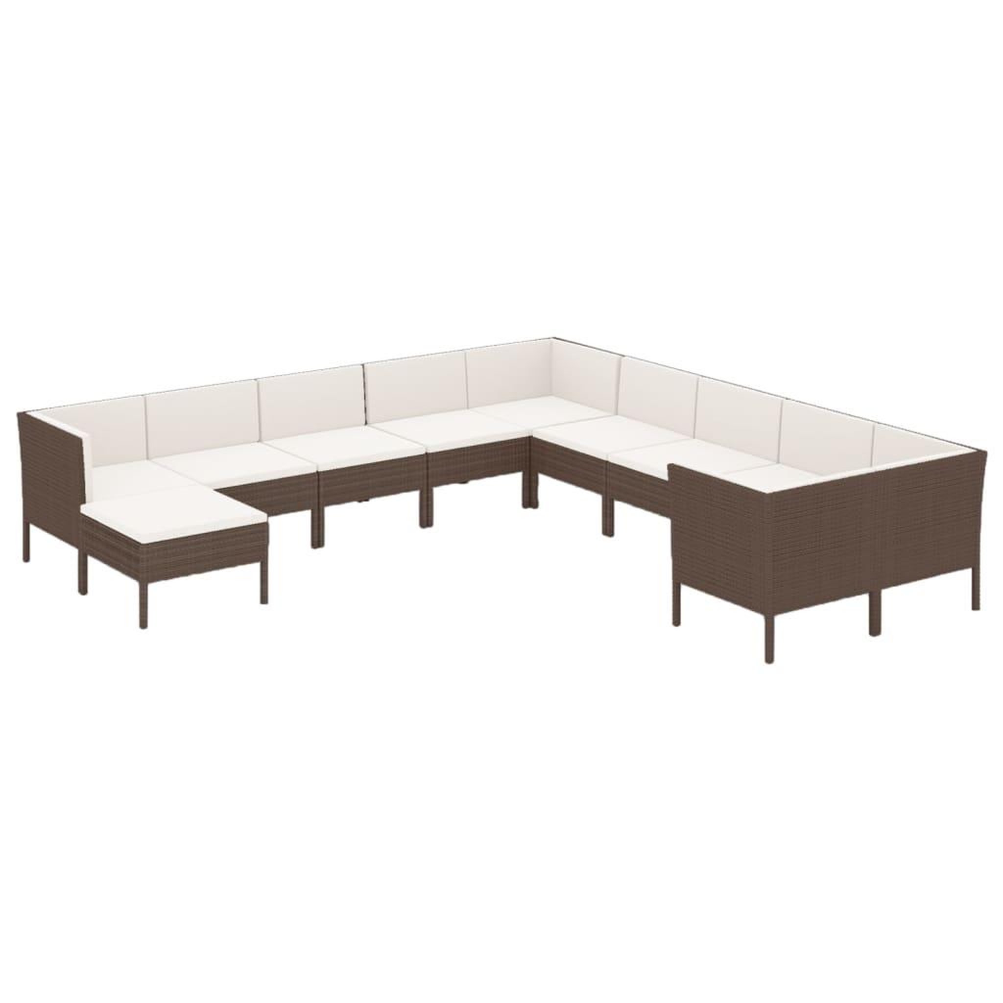 Voir la diapositive 2 : VIDAXL Salon de jardin 11 pcs avec coussins Resine tressee Marron