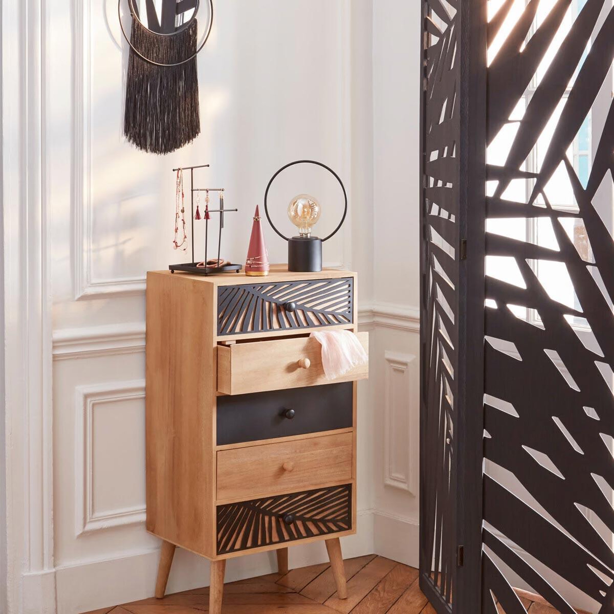 Voir la diapositive 4 : ATMOSPHERA Paravent design  contemporain  120x170cm noir