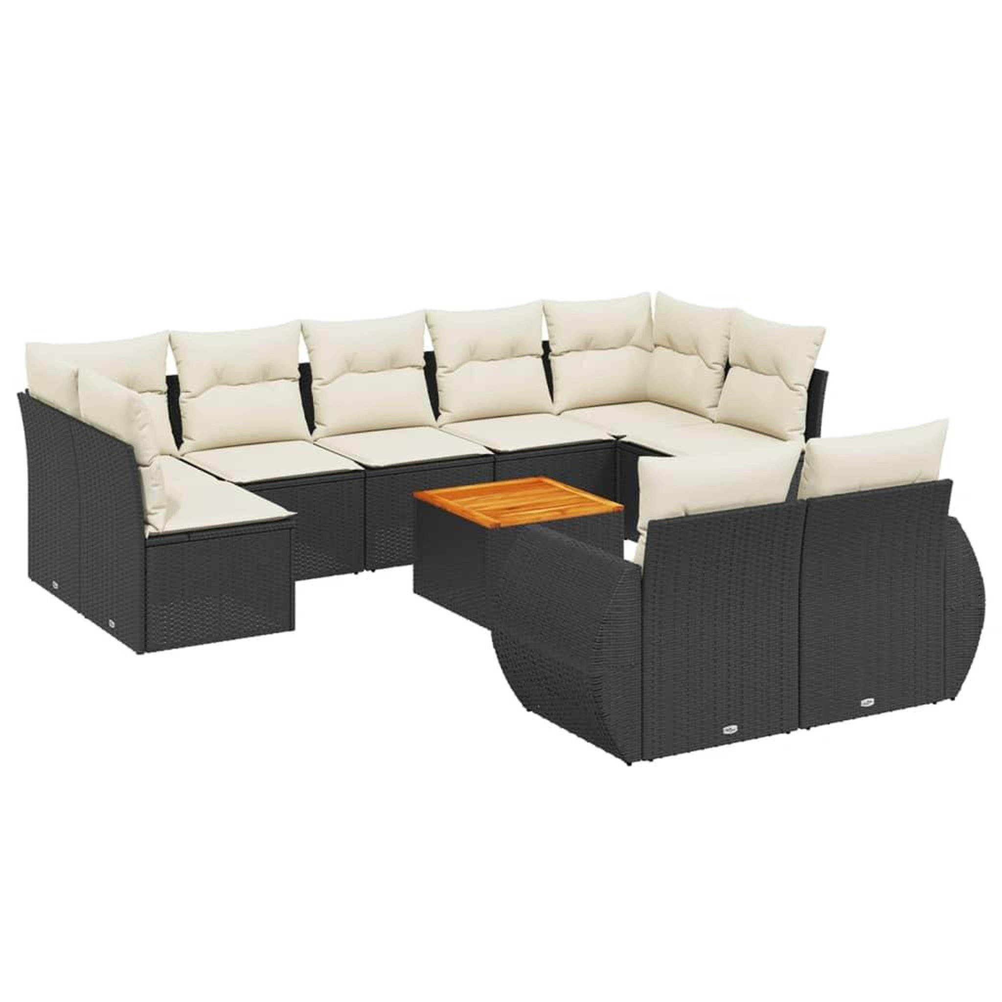 Voir la diapositive 2 : VIDAXL Salon de jardin 10 pcs avec coussins noir resine tressee