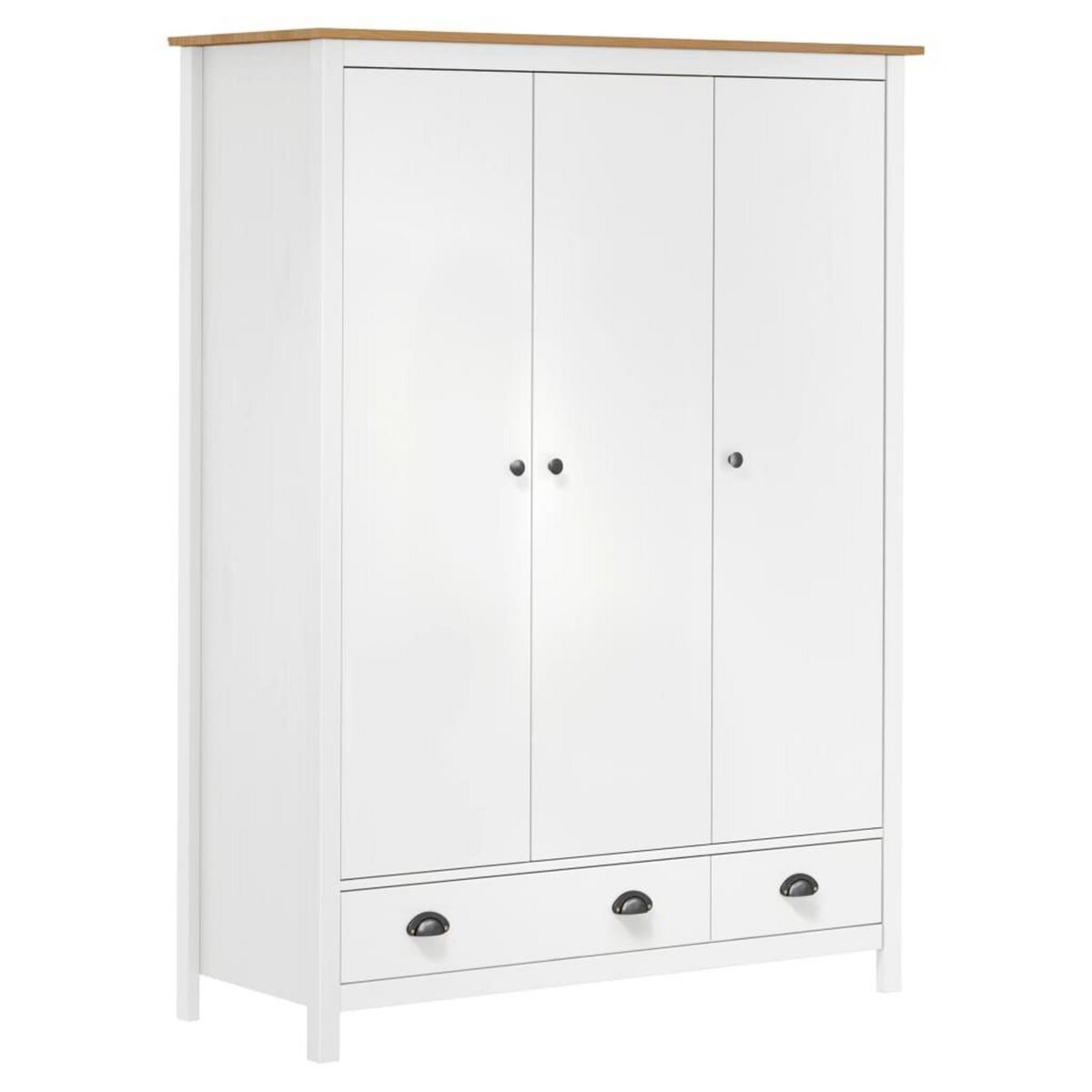 VIDAXL Garde-robe a 3 portes Hill Blanc 127x50x170 cm Bois pin solide