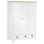 VIDAXL Garde-robe a 3 portes Hill Blanc 127x50x170 cm Bois pin solide
