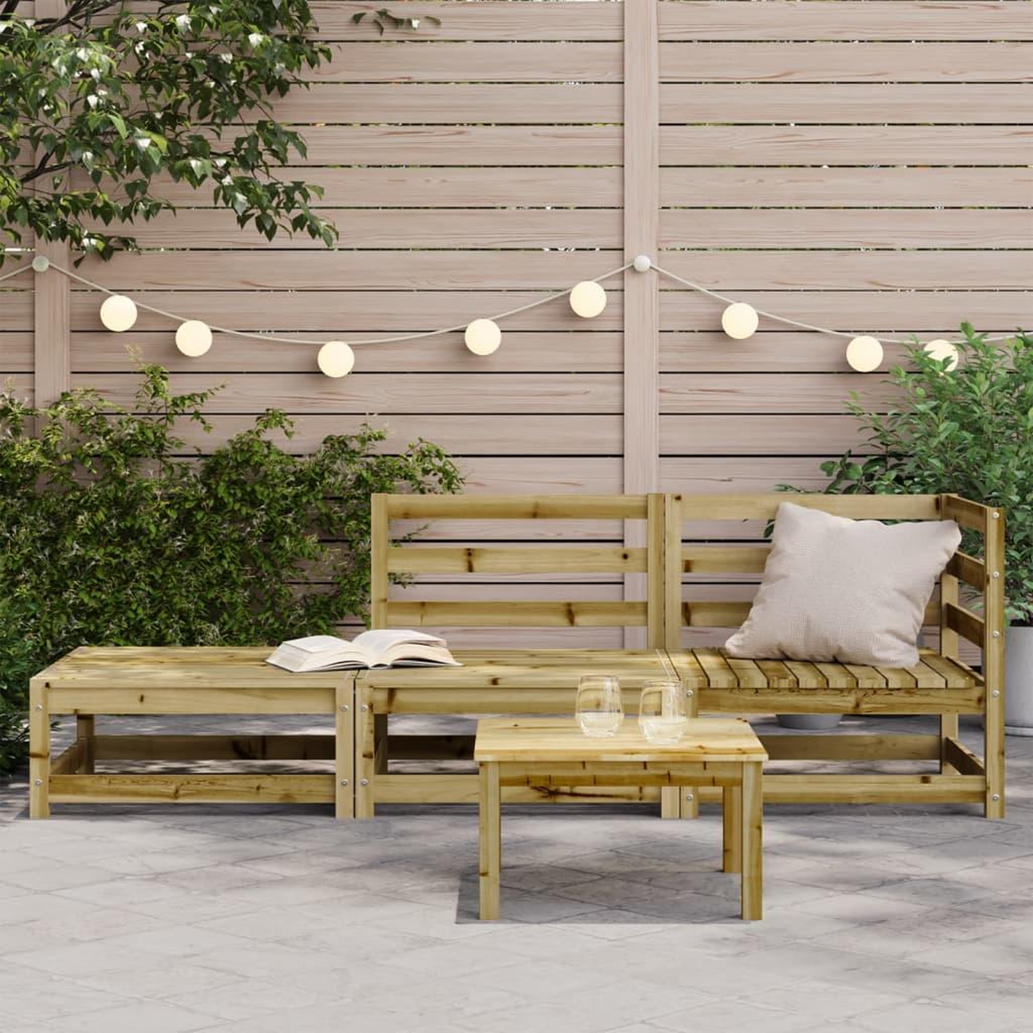 Voir la diapositive 3 : VIDAXL Canape de jardin et repose-pieds 2 places bois de pin impregne