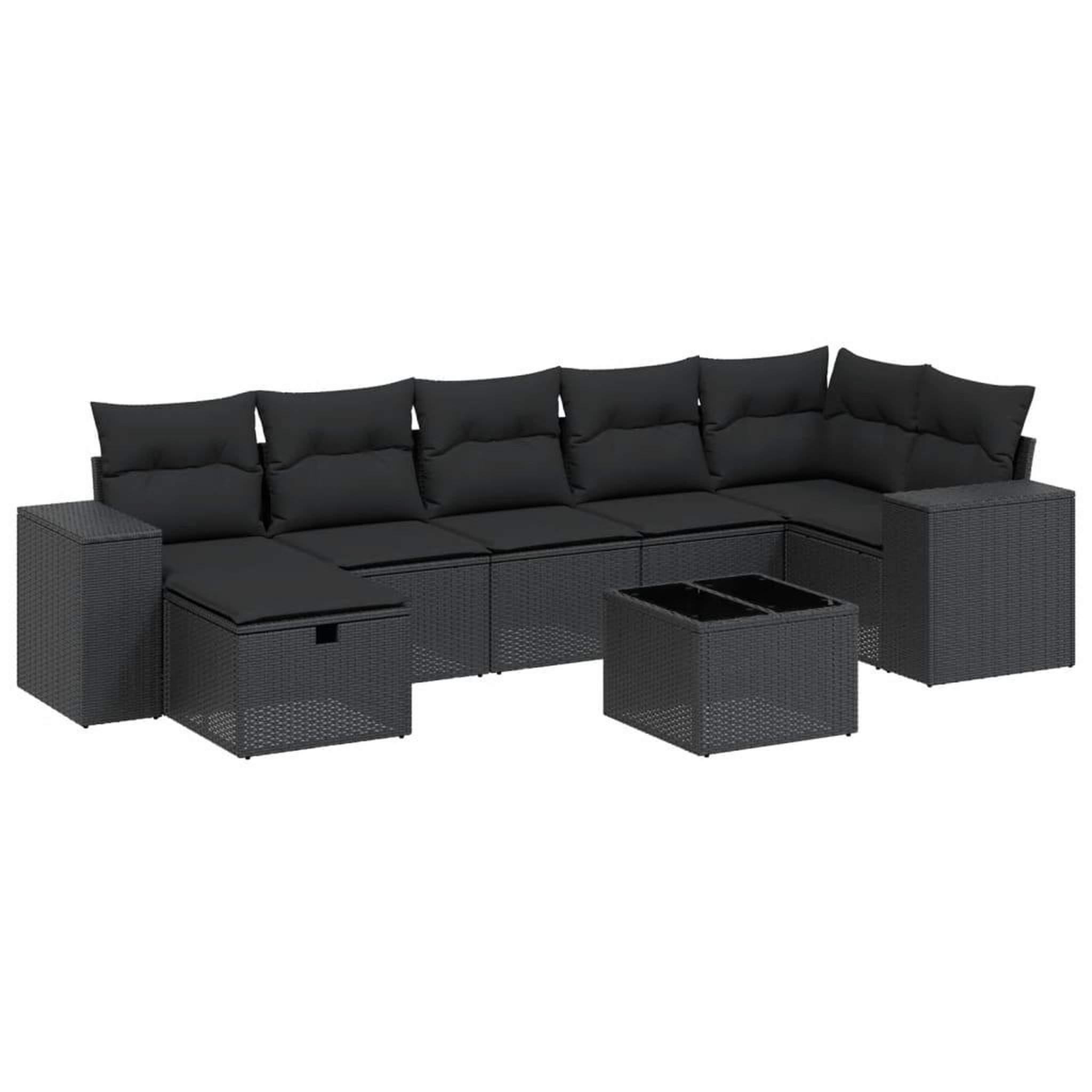 Voir la diapositive 2 : VIDAXL Salon de jardin 8 pcs avec coussins noir resine tressee