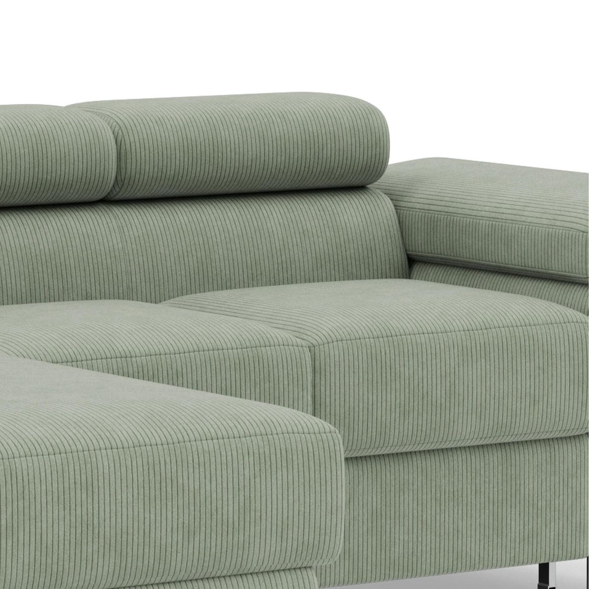 BEST MOBILIER Pablo - canapé d'angle gauche - 6 places - convertible avec coffre et têtières réglables - en velours côtelé