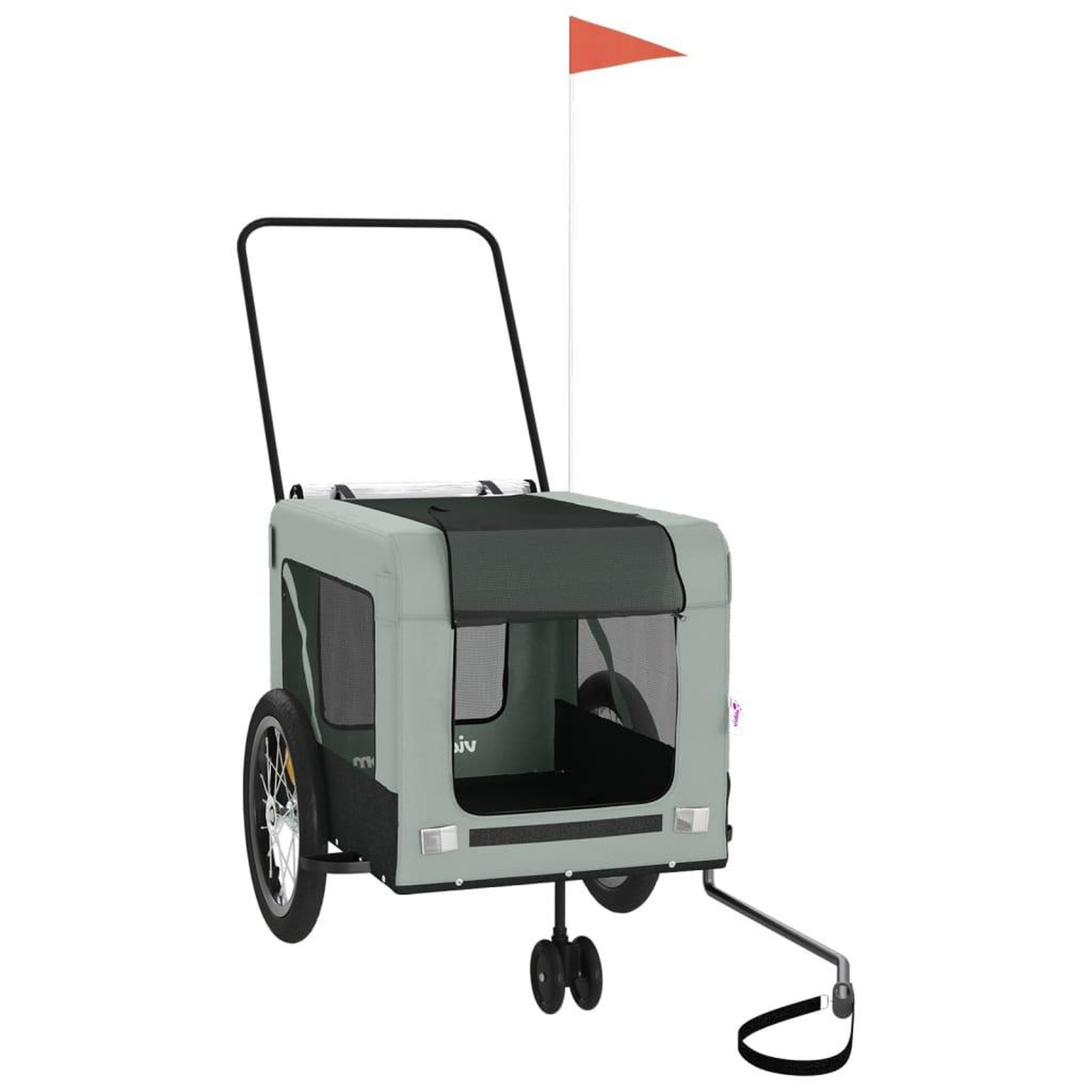 Voir la diapositive 3 : VIDAXL Remorque de velo pour animaux de compagnie gris et noir