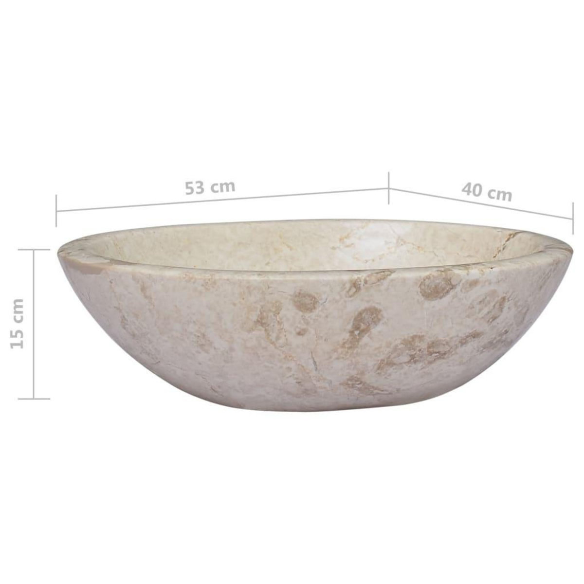 VIDAXL Lavabo Creme 53x40x15 cm Marbre