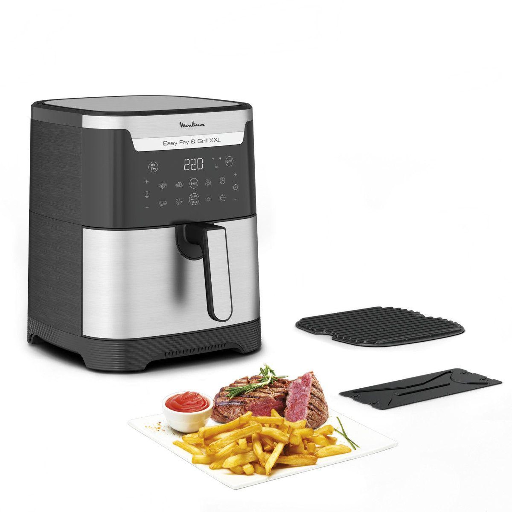 MOULINEX Friteuse sans huile EZ801D10 XXL 2 en 1 air & grill 6L