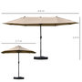Voir la diapositive 3 : OUTSUNNY Parasol de jardin XXL dim. 4,6L x 2,7l x 2,4H m ouverture fermeture manivelle pied & contrepoids inclus acier polyester haute densité kaki