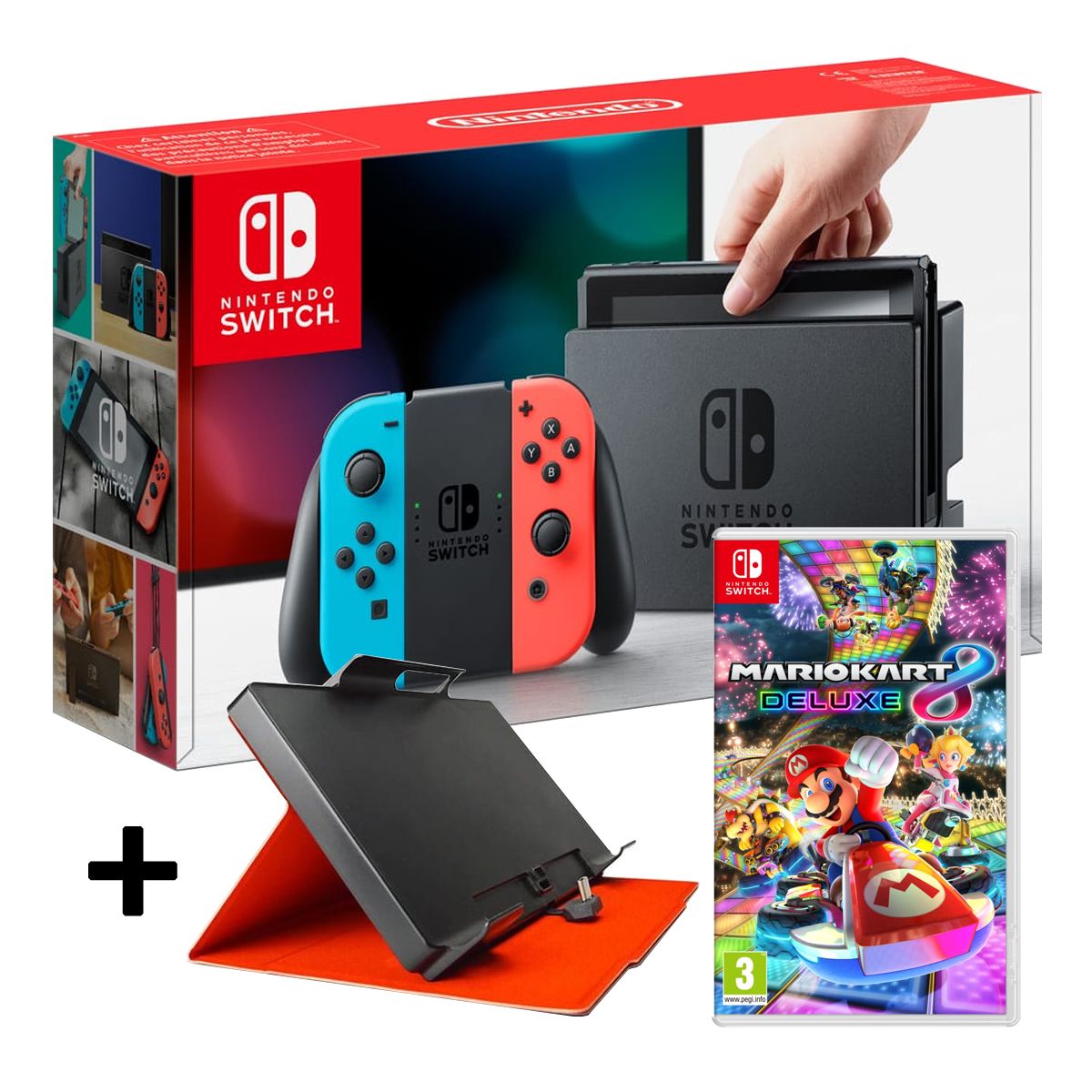 NINTENDO Console Nintendo Switch Joy-Con Néon + Mario Kart 8 Deluxe + Powerbank avec étui de protection Nintendo Switch