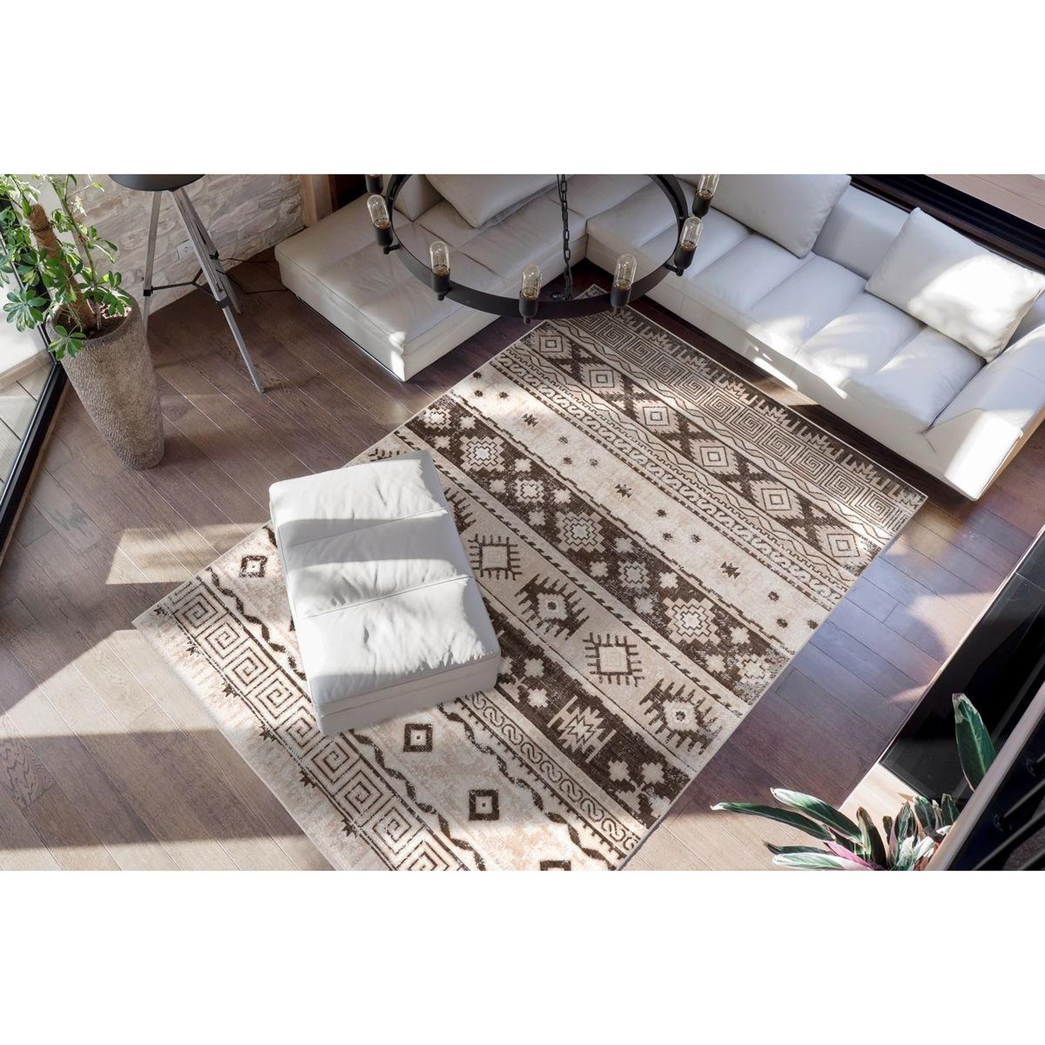 Voir la diapositive 2 : Paris Prix Tapis ethnique à poils courts  ariya  taupe