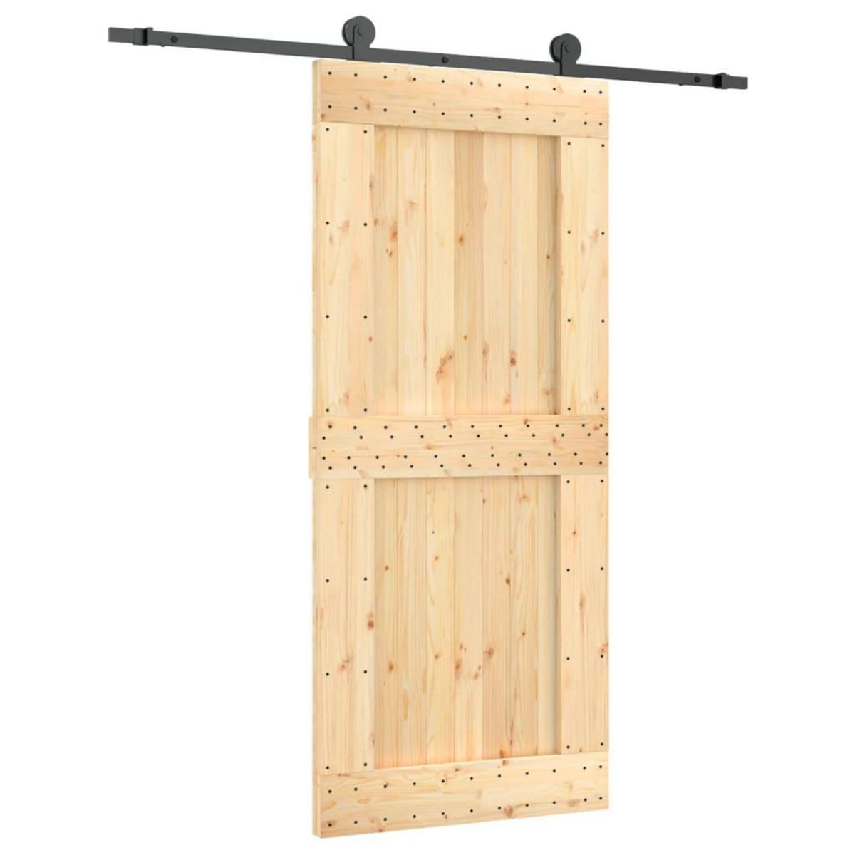 VIDAXL Porte coulissante et kit de quincaillerie 90x210 cm pin massif