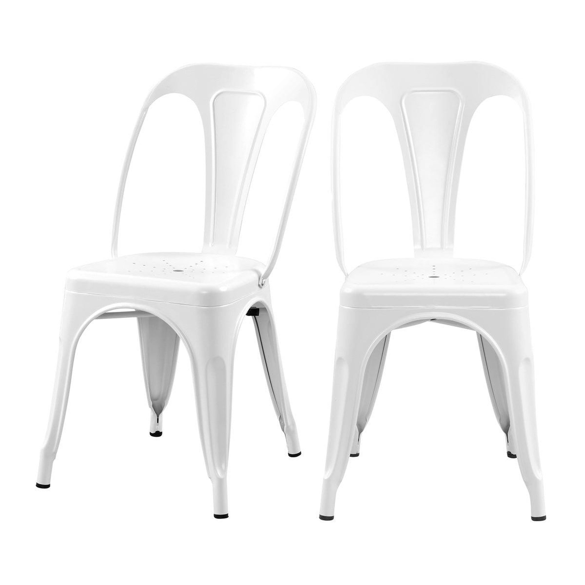 MAISON PAVANE Lot de 2 chaises en métal blanc mat-indus
