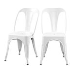 MAISON PAVANE Lot de 2 chaises en métal blanc mat-Indus