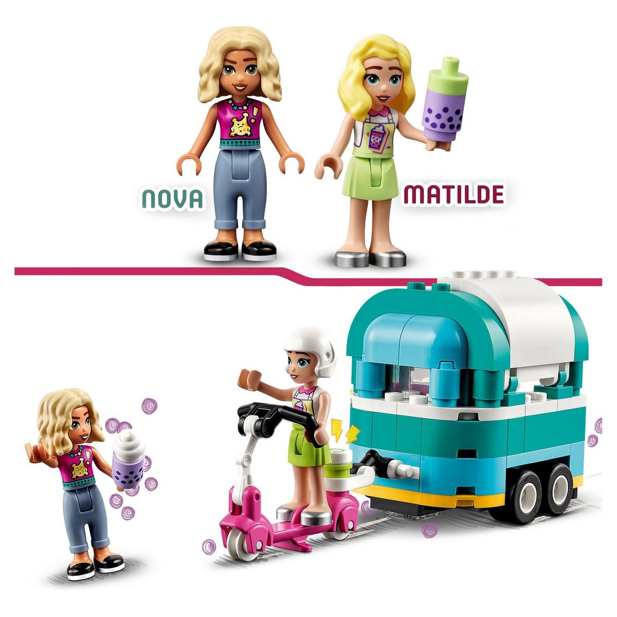 LEGO Friends 41733 La boutique mobile de Bubble Tea, Jouet Filles et Garçons 6 Ans, Jeu Créatif, avec Véhicules, et Personnages Nova & Mathilde