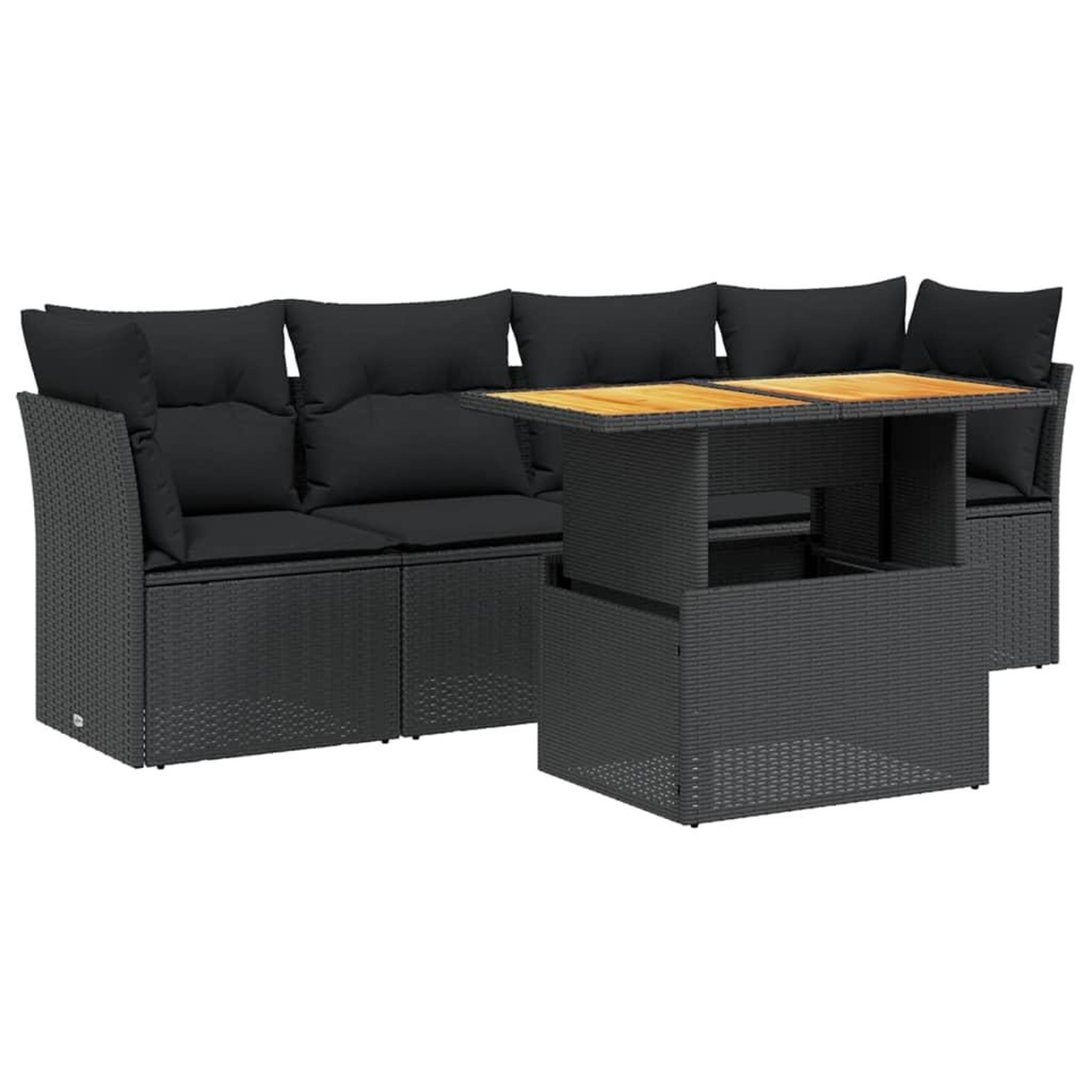 Voir la diapositive 2 : VIDAXL Salon de jardin 5 pcs avec coussins noir resine tressee