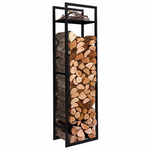 ID MARKET Range bûches vertical acier noir avec étagère H.170 CM pour cheminée