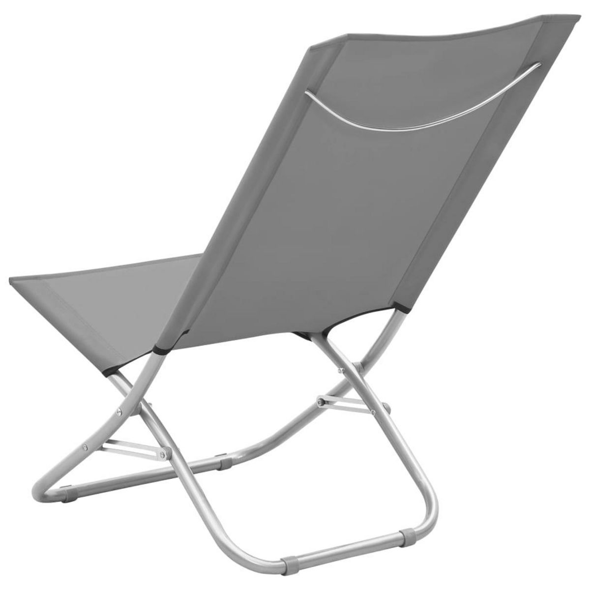 VIDAXL Chaises de plage pliables lot de 2 Gris Tissu