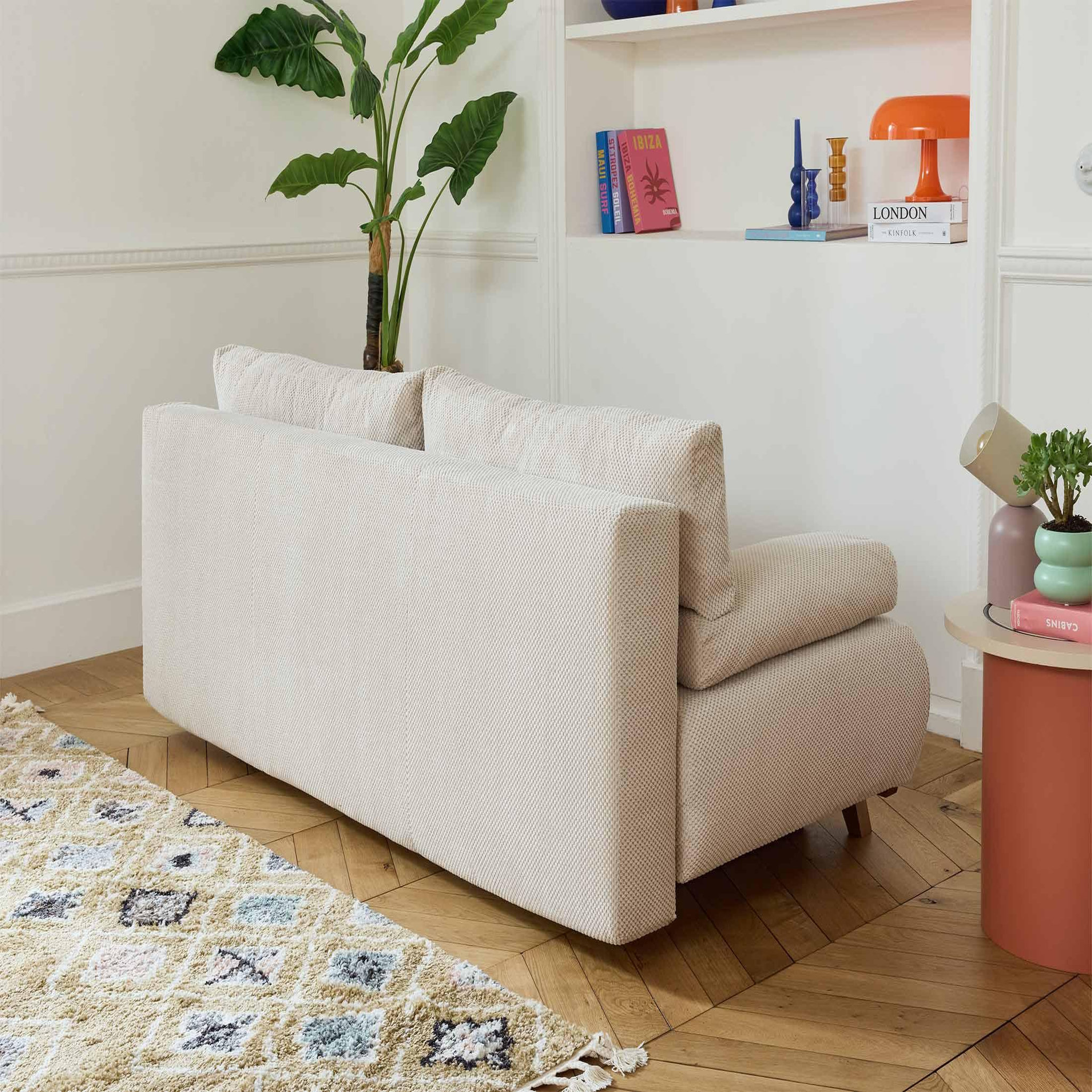 Voir la diapositive 5 : BEST MOBILIER Cristal - canapé 3 places - convertible avec coffre et grand pouf - en velours texturé