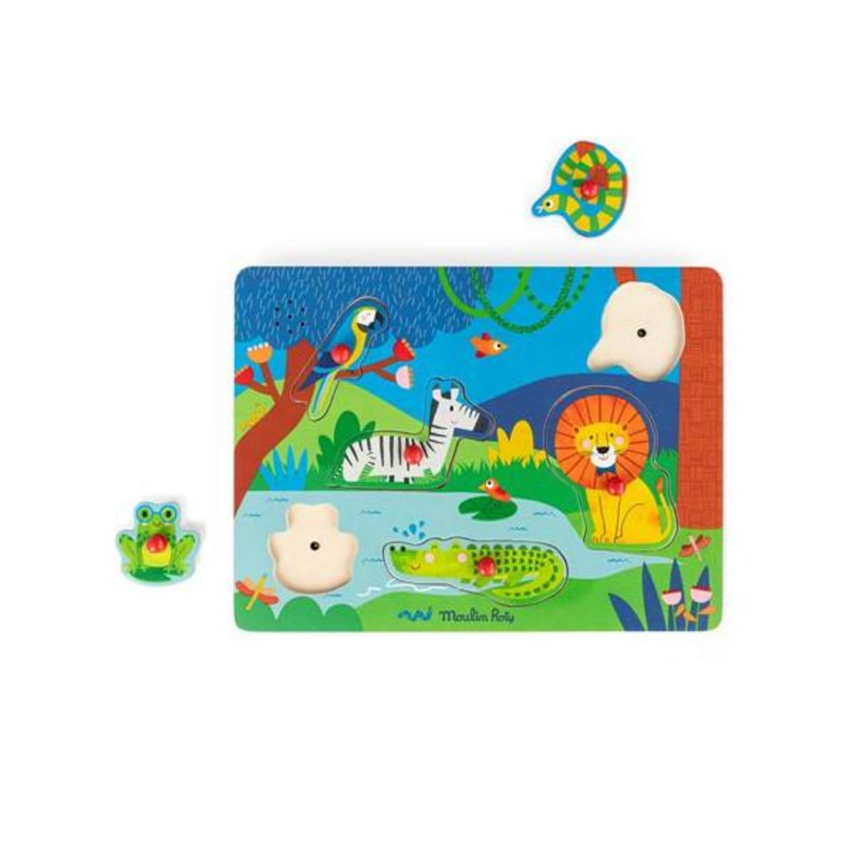 MOULIN ROTY Puzzle 6 pièces Moulin Roty sonore animaux en bois Les Toupitis