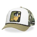 CAPSLAB Casquette trucker premium avec filet Looney Tunes Daffy Camo. Coloris disponibles : Vert