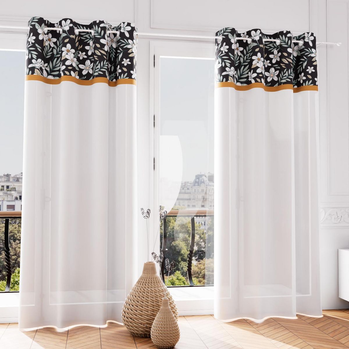 SOLEIL D'OCRE Voile à oeillets pur coton 135x250 MANON, par Soleil d'Ocre