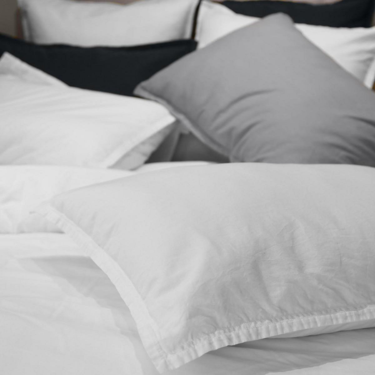 Sensei Maison Lot de 2 taies d'oreiller en coton lavé biologique ORGANIKA