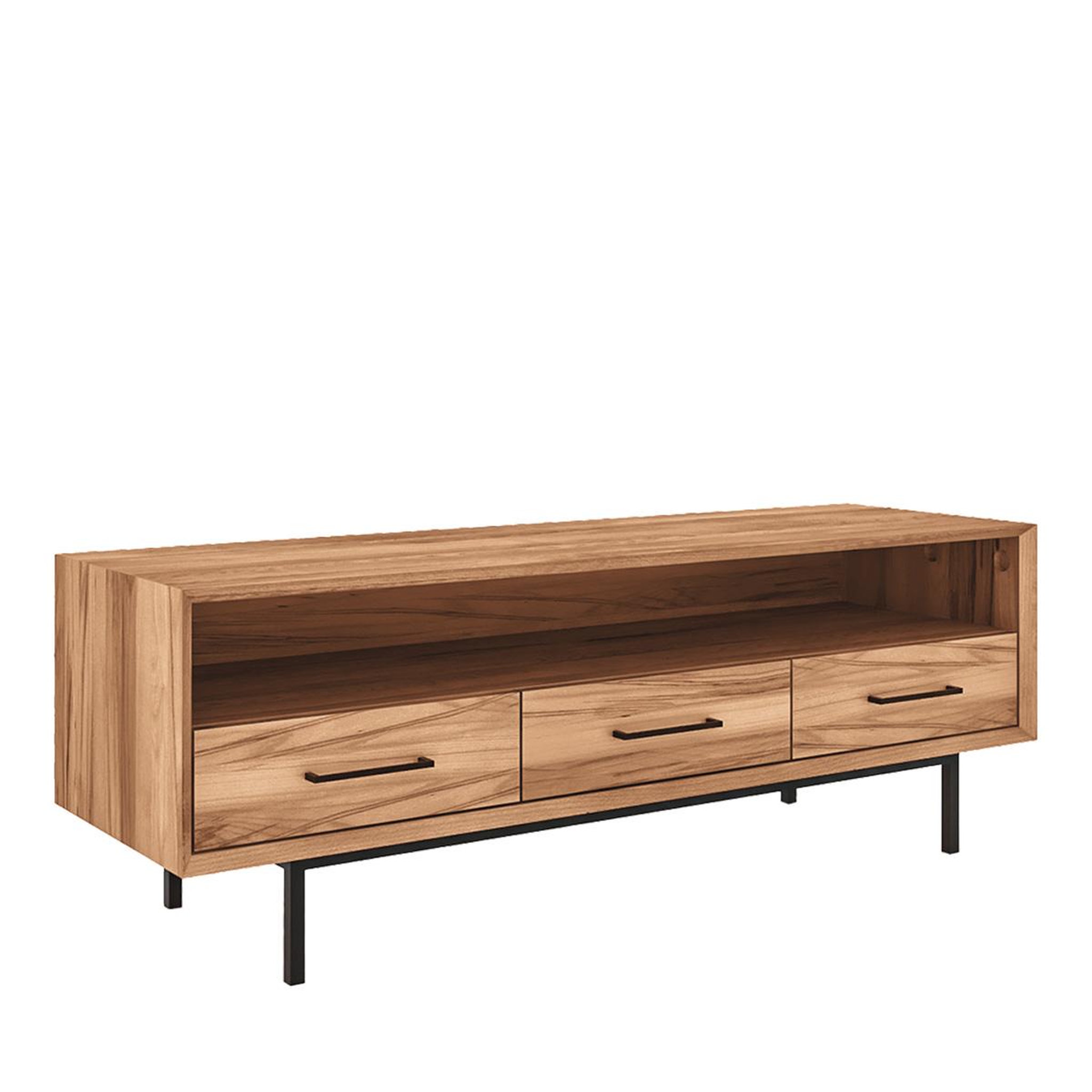 MAISON AUBERTIN Meuble tv bois hêtre 3 tiroirs paola 144x45 cm - bois foncé
