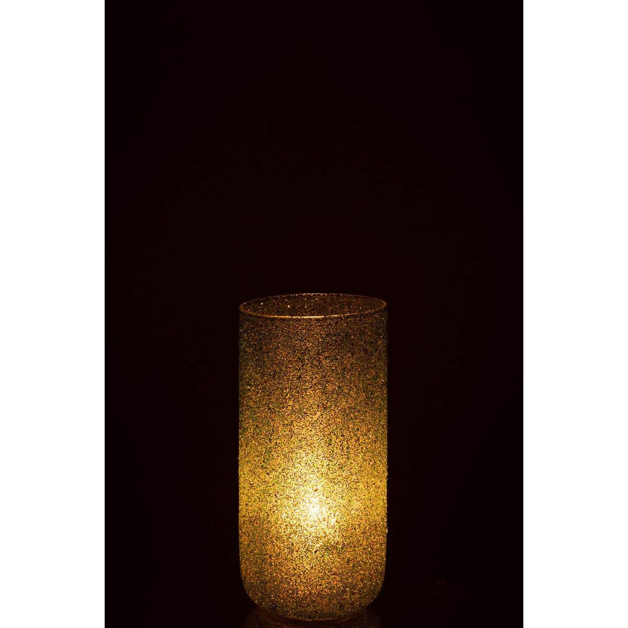 Voir la diapositive 3 : J-LINE Photophore déco en verre  fore  28cm vert