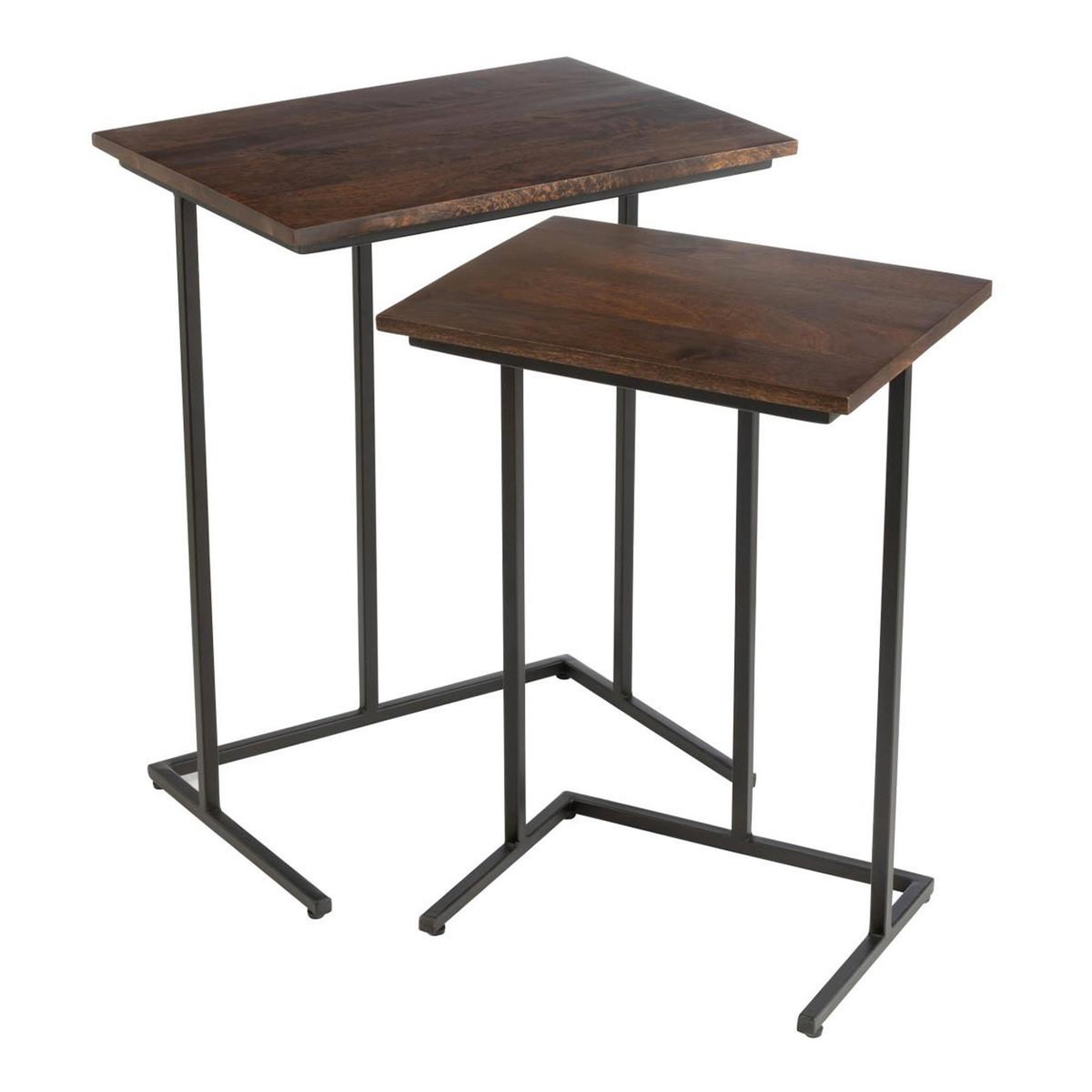 J-LINE Lot de 2 tables d'appoint gigognes  randy  63cm marron